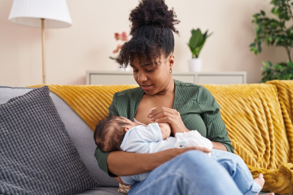 Understanding antibody vulnerability period: crucial immune health information for babies every parent should know An african american mother breastfeeds her baby while sitting on the couch for an article about breastfeeding transfers essential antibodies from mother to baby, boosting the infant's immune system and protecting against illnesses until they're ready for vaccinations.