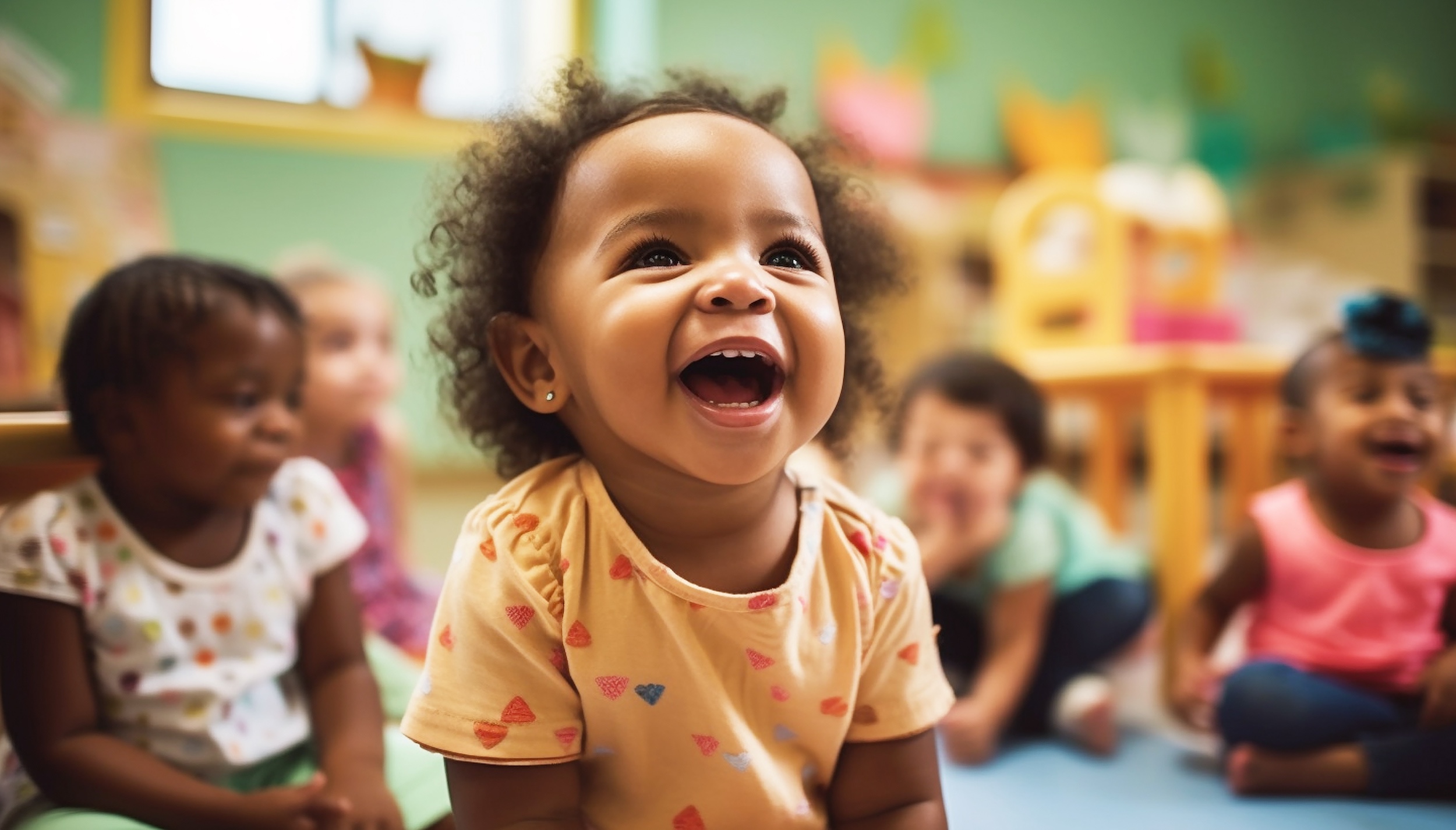 Daycare for 2-year-olds: how little scholars supports early growth through care Black toddlers in a joyful early learning classroom setting, smiling and engaged in preschool activities