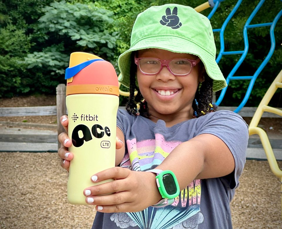 Google fitbit ace lte for kids: a fun review from marley's summer adventures Marley with her google fitbit ace lte for kids and gear.