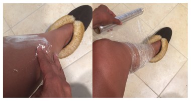 African shea butter for glistening summer skin Apply shea butter and wrap your legs overnight in plastic wrap to treat extremely dry skin