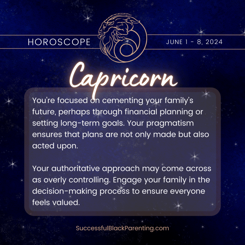 Horoscopes for parents: week of june 2nd – 8th Strong and reliable capricorn zodiac sign image with a steadfast mountain goat, designed for capricorns focusing on career and discipline in their astrological studies.
