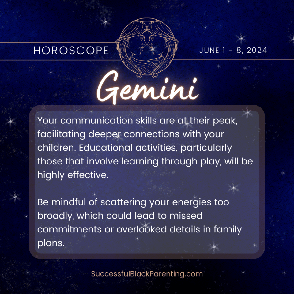 Horoscopes for parents: week of june 2nd – 8th Vibrant gemini zodiac sign artwork featuring twin symbols, designed to attract geminis interested in communication and relationship advice in astrology.