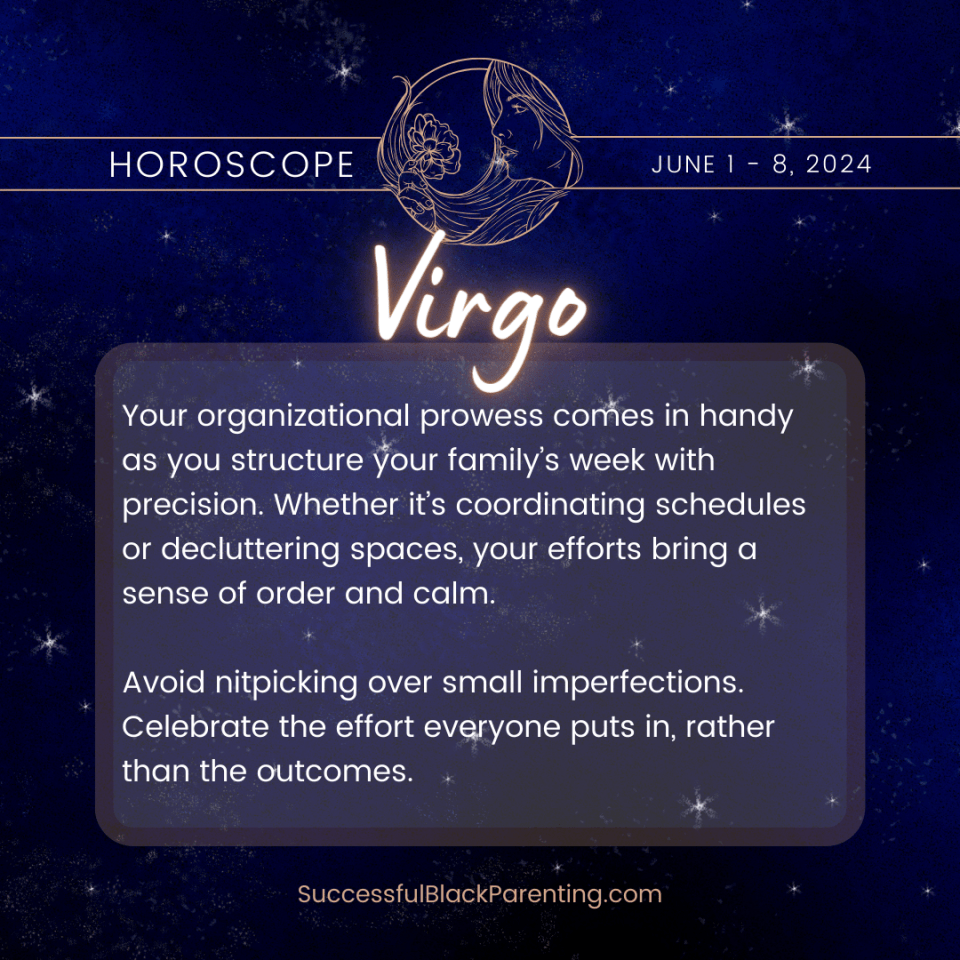 Horoscopes for parents: week of june 2nd – 8th Detailed and meticulous graphic of virgo zodiac sign, emphasizing precision and care, appealing to virgos who value health and organization in astrology.