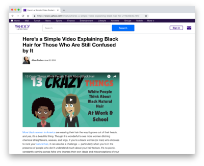Yahoo! Beauty explores Black natural hair understanding.